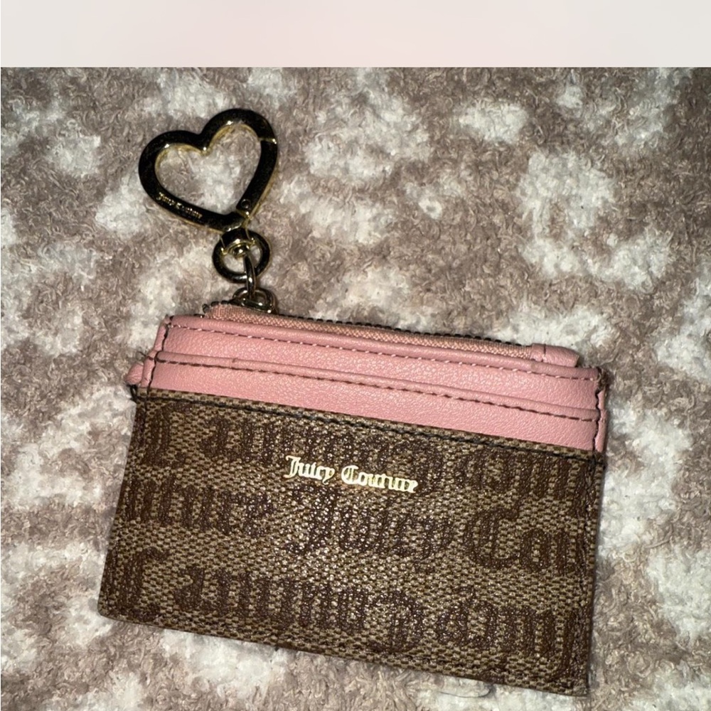 Juicy Couture Pink and Brown Key Card Holder with Heart Charm